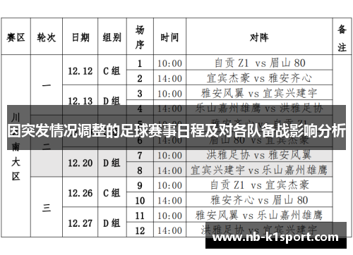 因突发情况调整的足球赛事日程及对各队备战影响分析