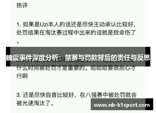 魏震事件深度分析：禁赛与罚款背后的责任与反思