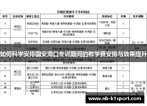 如何科学安排国安海口冬训期间的教学赛安排与效果提升