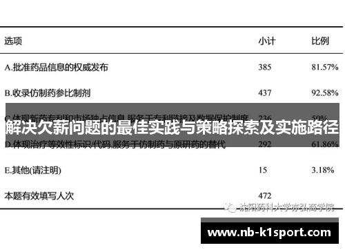 解决欠薪问题的最佳实践与策略探索及实施路径